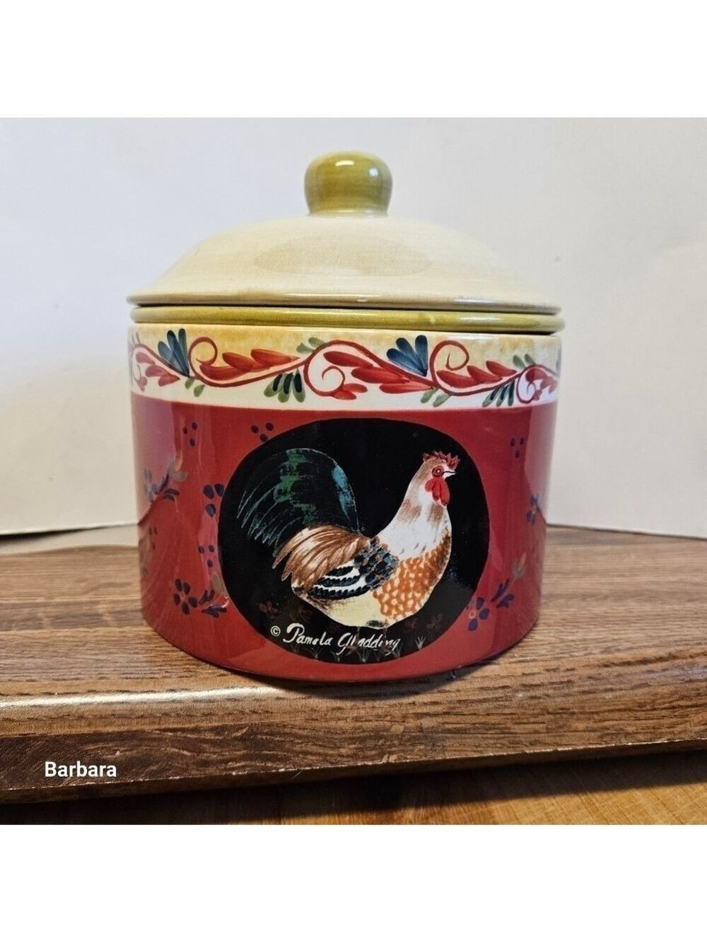 Vintage 90s Conimar "Counter Art" Handpainted 3-piece Stoneware Storage Canister